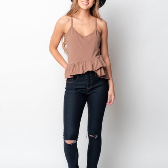 Mocha Ruffle Tier Tank Top - Picture 2 of 4